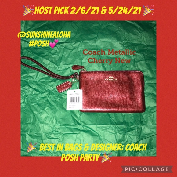 Coach Metallic Cherry crossgrain leather Wristlet - Picture 5 of 5